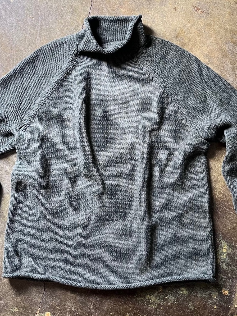 J Crew Rollneck Turtleneck Sweater Olive Green 100% Cotton Raglan Sz S